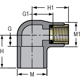 90 Ell - Brass Transition Reducing